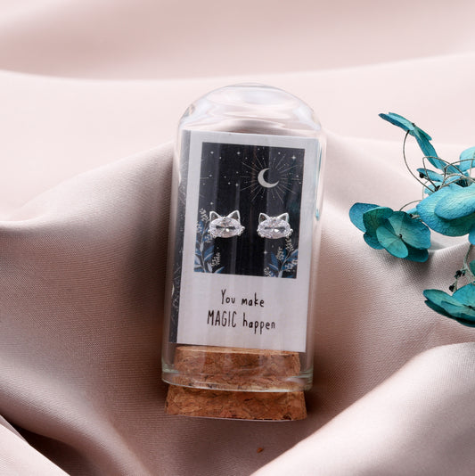 TT64060 YOU MAKE MAGIC HAPPEN crystal cat earrings