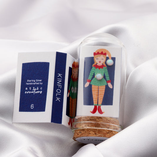 TT72006 KINFOLK  Green Elf with Moonstone studs