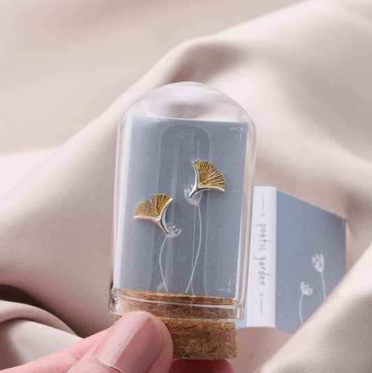 TT55047 Texture Ginkgo Leaf Earrings