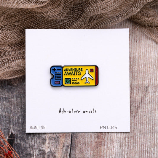 PN0044 Adventure Awaits Flight Ticket Enamel pin