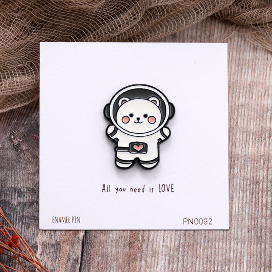 PN0092 All you need is LOVE White bear Enamel Pin