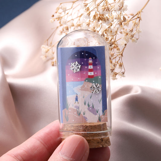 TT73003 'Sunset Lighthouse' Shimmery Snowflake Earrings