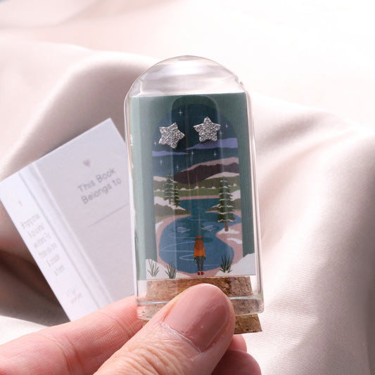 TT73006 'Starry Night Lake' Sparkly Crystal Inlaid Star Earrings TT74003