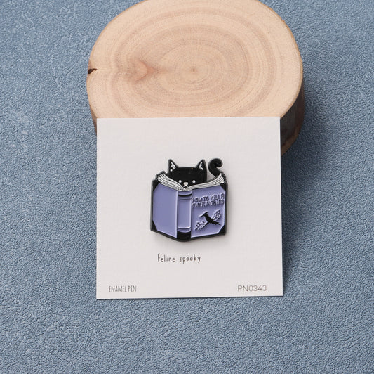 PN0343 BLACK CAT WITH BOOK FELINE SPOOKY