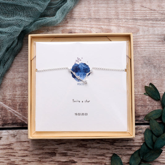 SB02- Pisces Star Sign Bracelet on card