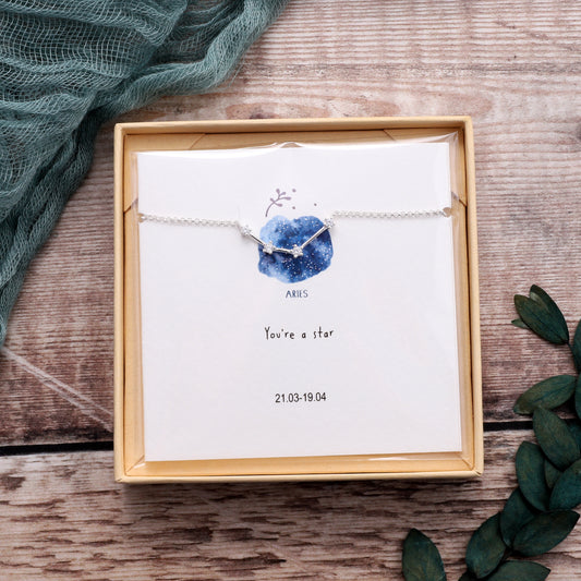 SB03- Aries Star Sign Bracelet on card