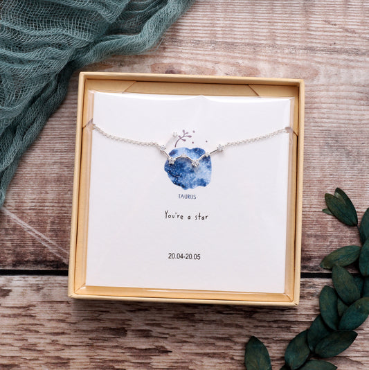 SB04- Taurus Star Sign Bracelet on card