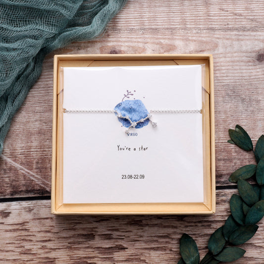 SB08- Virgo Star Sign Bracelet on card