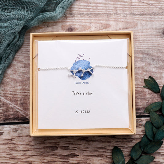 SB11- Sagittarius Star Sign Bracelet on card