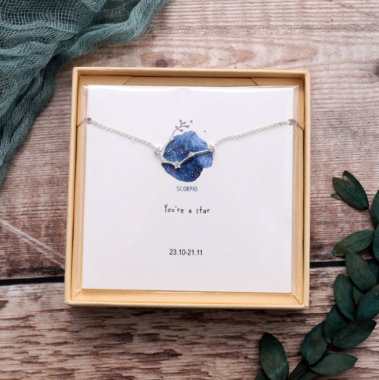 SB10- Scorpio Star Sign Bracelet on card