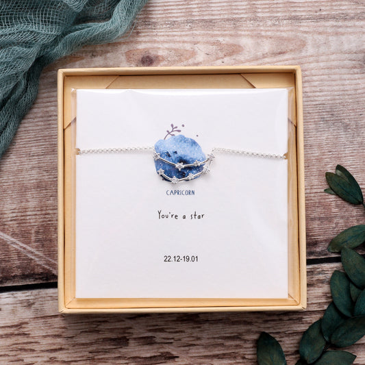 SB12- Capricorn Star Sign Bracelet on card
