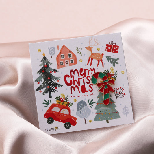 PN0077 Happy holiday CANDY CANE Enamel Pin