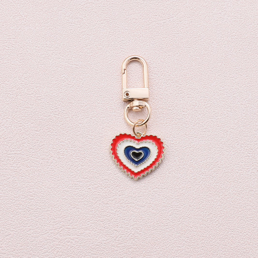 K015 Evil eye Heart Red enamel keyring