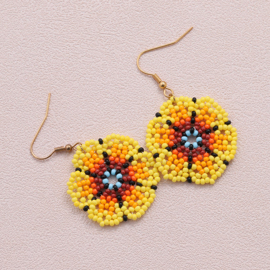 SS080 Beads hook earrings/yellow