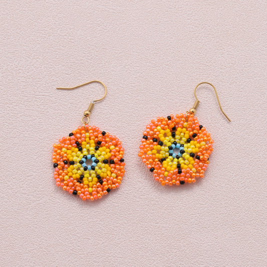 SS082 Beads hook earrings/Orange