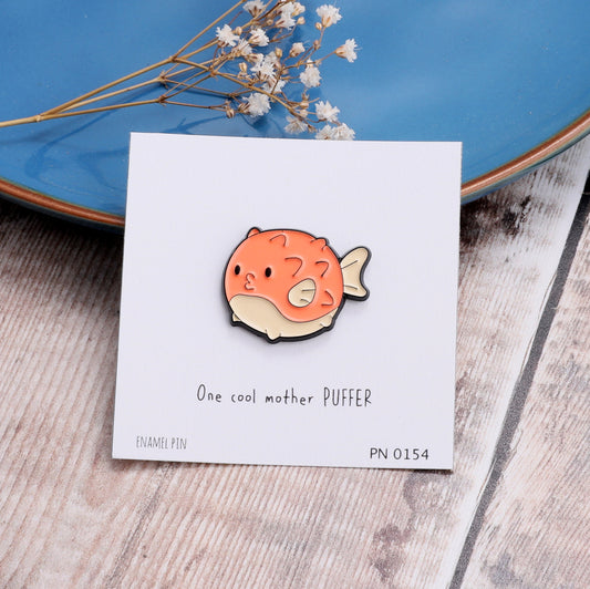 PN0154 Orange pufferfish Enamel Pin