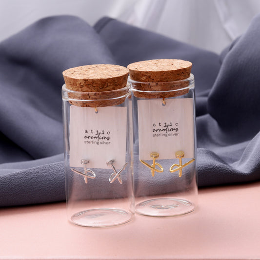 SS114 Sterling silver metal nail shape studs