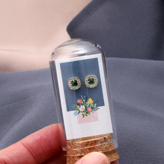 SS099 Emerald gem earrings