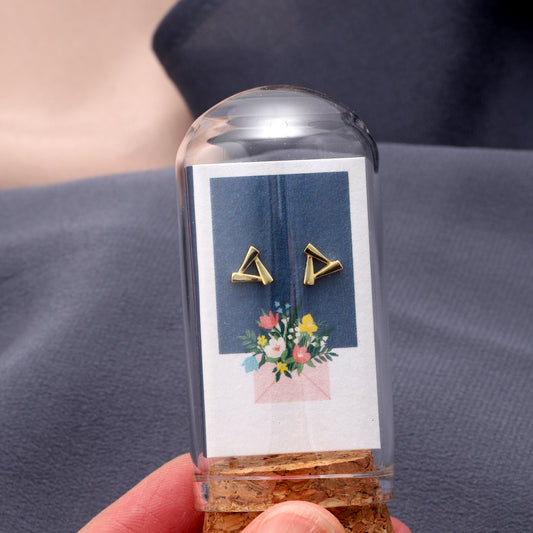 SS096 Gold triangle ear studs