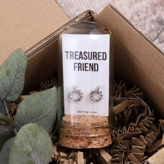 TT65017/18 "Treasured Friend" twisted circle earrings/ SILVER/GOLD
