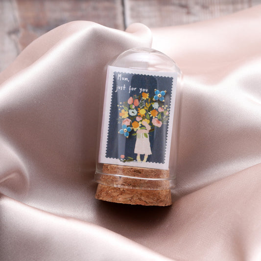 TT52054 Turquoise blue gem flower earrings MUM JUST FOR YOU