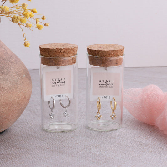 HP041 /HP042 Hanging crystal disco ball  Hoop earrings