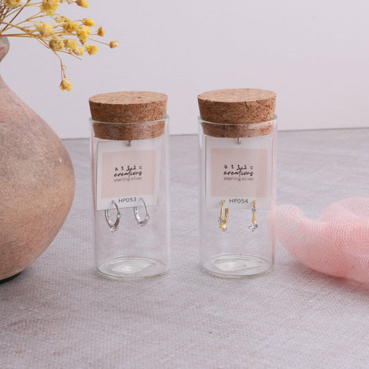 HP053 /HP054 Two Crystals Hoop earrings