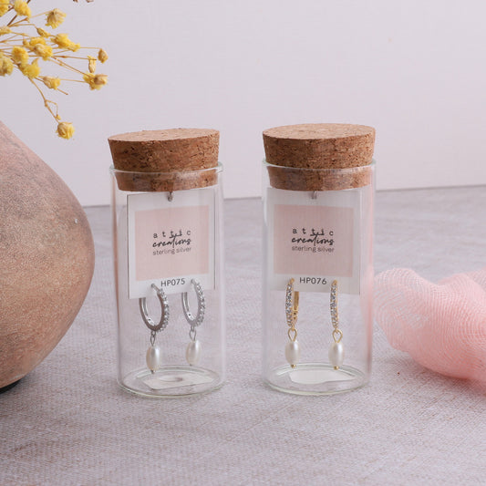 HP075 /HP076 Hanging Pearl with Crystal Hoop earrings