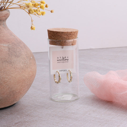 HP085 Small Emerald Crystal Hoop earring