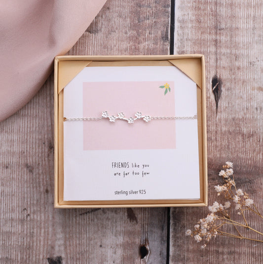 B001 Friend Like You Flowers On Stem Bracelet on card