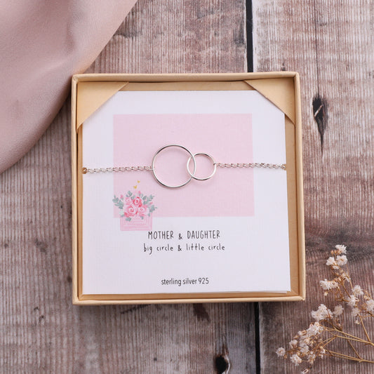 B005 Mother And Daughter Bracelet on card silver