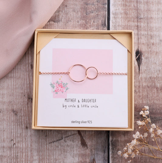B007 Mother And Daughter Bracelet on card rose gold