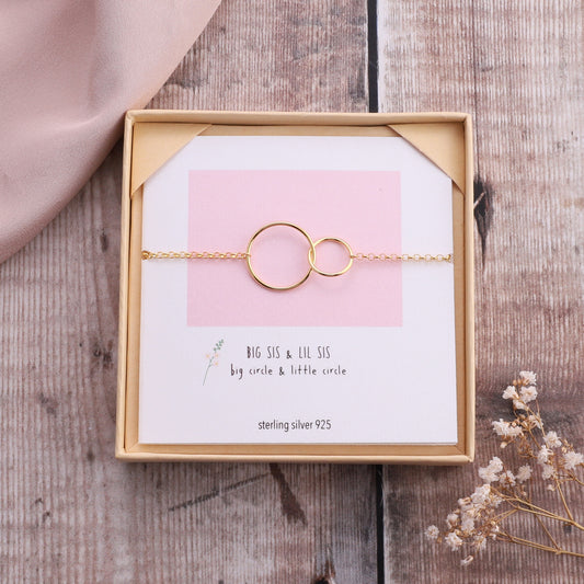B009 Big Sis Lil Sis Bracelet on card gold