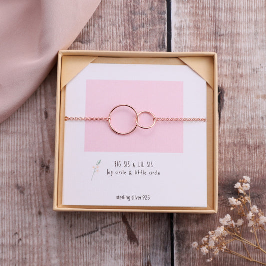 B010 Big Sis Lil Sis Bracelet on card rose gold