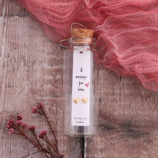 VALENTINE'S DAY Message Bottle Sterling Silver Earrings MESSAGE FOR LOVE