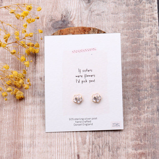 ME070 Enamel flower earrings SISTERS WERE FLOWERS