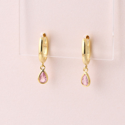CJE037 Pink tear drop creole hoops