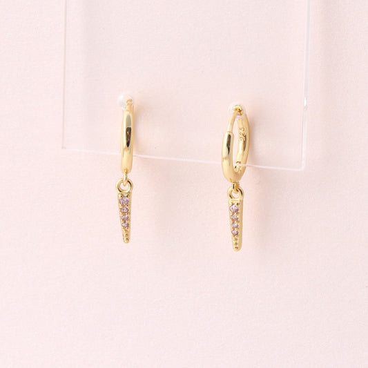 CJE039 Pink gem spike hanging hoops