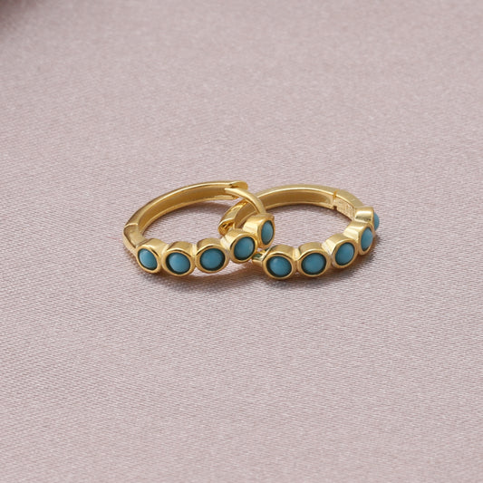 HP146 Turquoise Bubble Hoop Gold