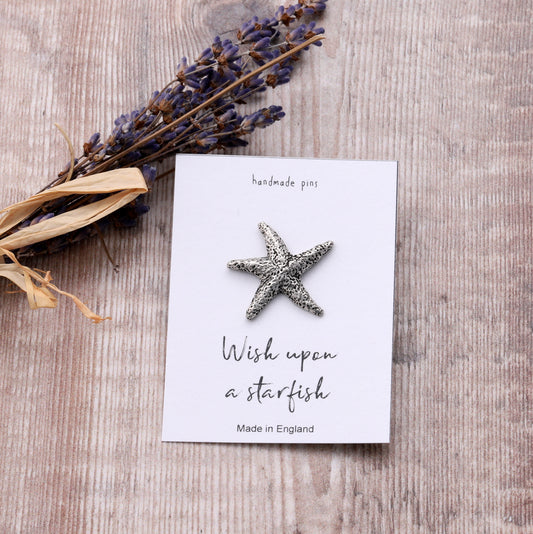 Handmade pewter pin starfish