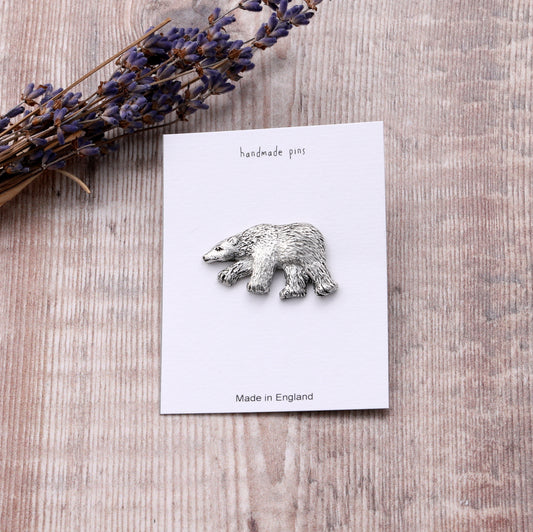Handmade pewter pin BEAR