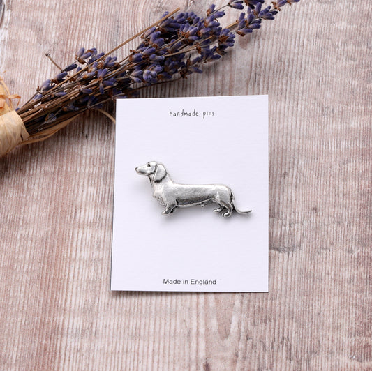 Handmade pewter pin Dog