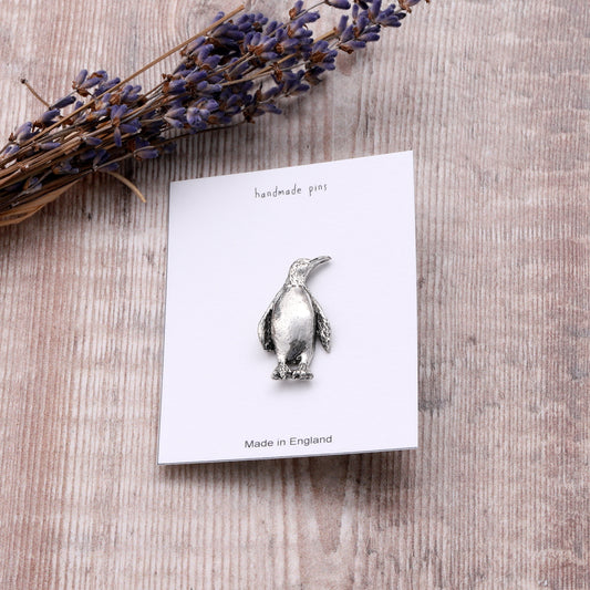 Handmade pewter pin Penguin