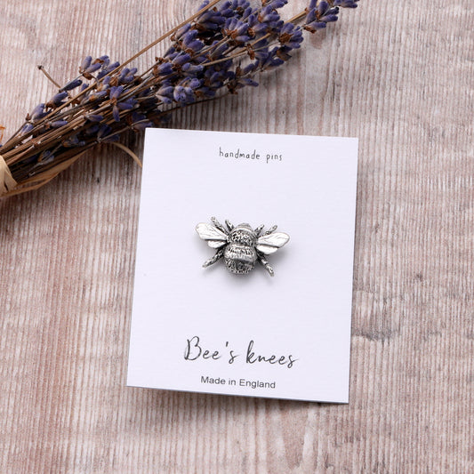 Handmade pewter pin Bee