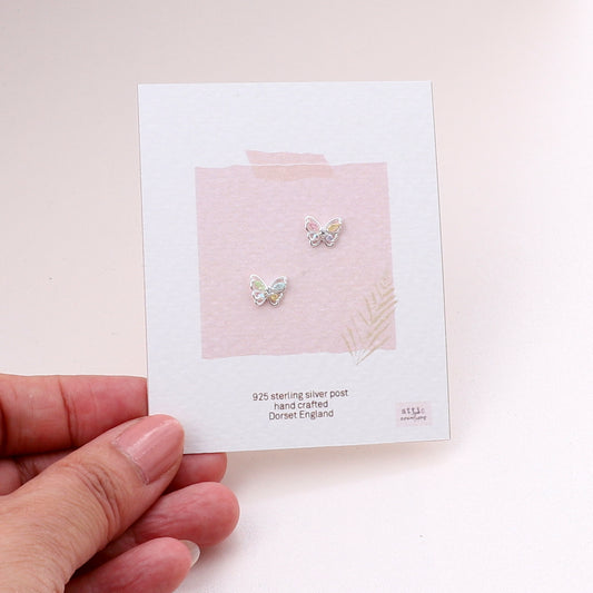 ME211 Colourful crystal butterfly earrings