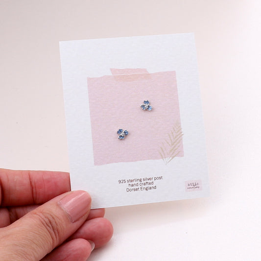 ME208 Enamel blue little flowers earrings