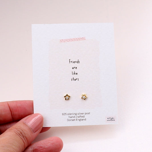 ME201 Gold star with crystal earrings
