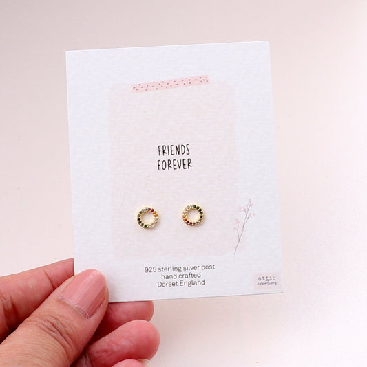 ME180  Colourful circle earrings-gold