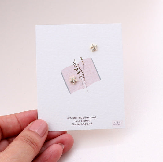 ME240  Little crystal inlaid star earrings-gold