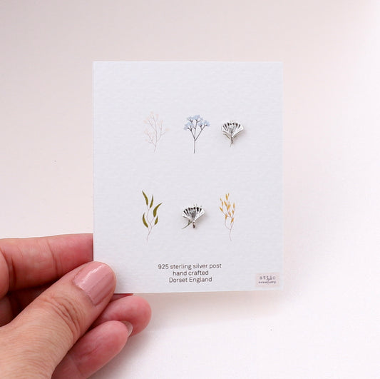ME254 Silver ginkgo leaf earrings